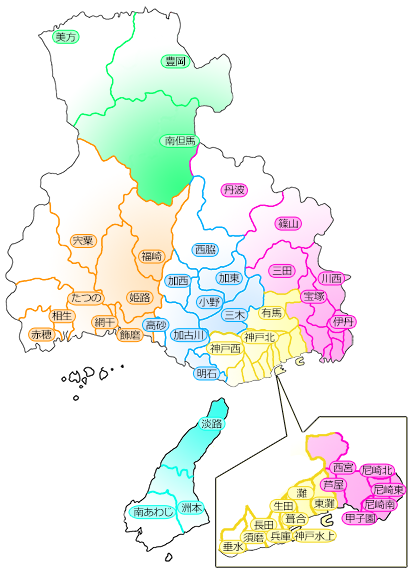 兵庫県内警察署管轄地図