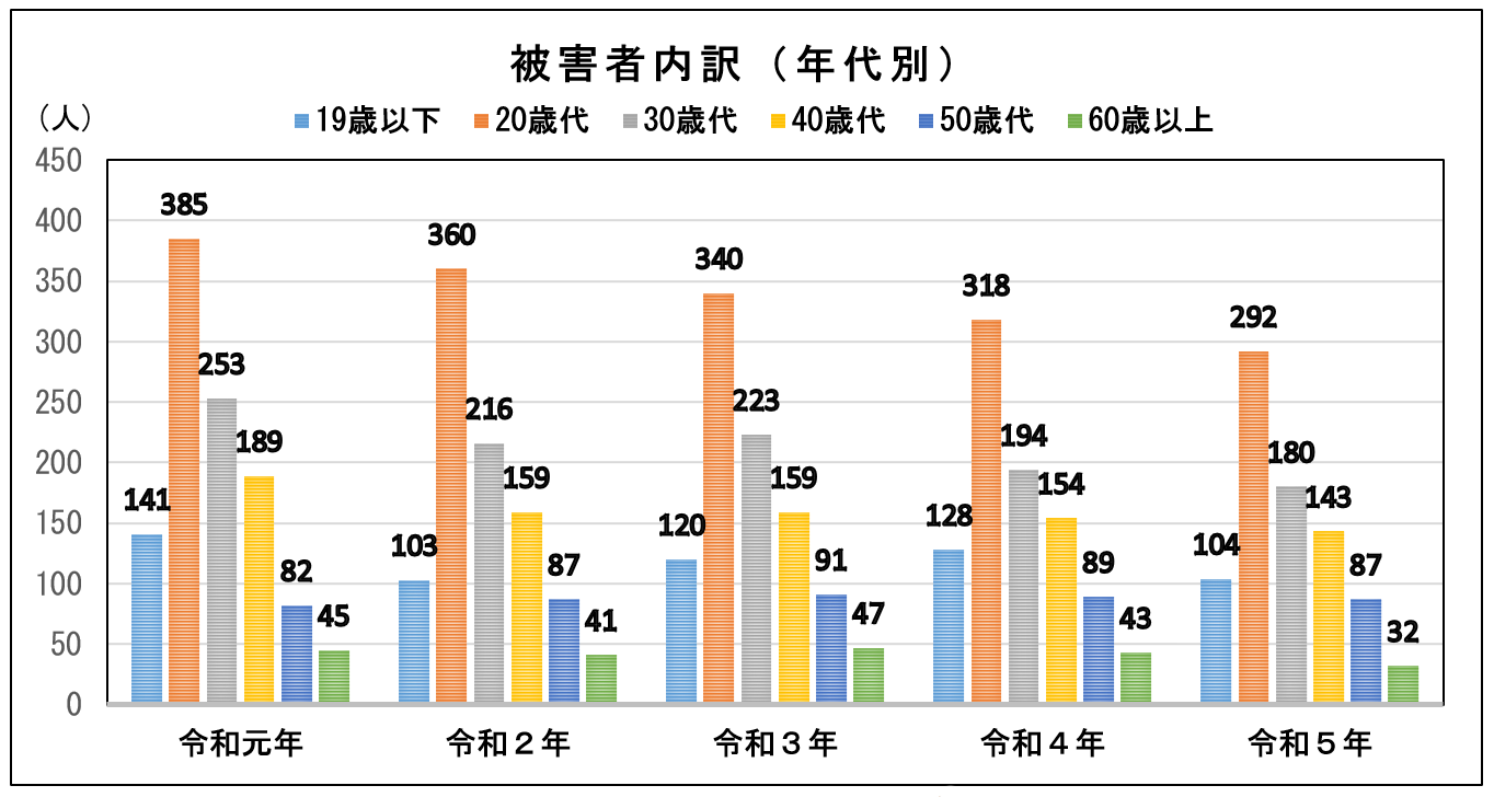 被害者内訳（年代別）