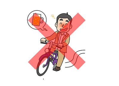お酒を飲んだ後に自転車に乗る男性